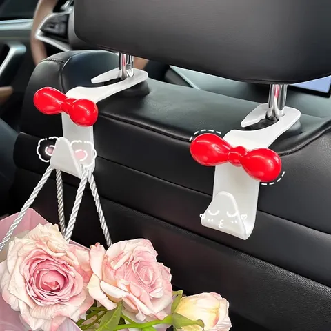 Schattige Strik Auto Stoel Rug Haak Creatieve Auto Interieur Opslag Hanger Achterstoel Organizer Haken Voor Tassen