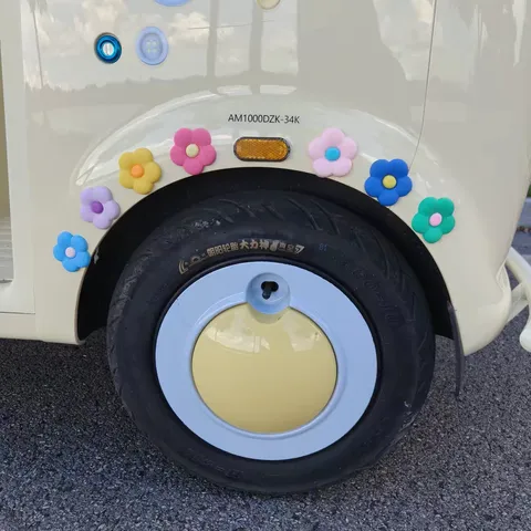 Adhesivo Anticolisión para Coche Floral Dopamina Caucho 3D Flor Almohadilla de Protección de Rueda Para Triciclo Eléctrico