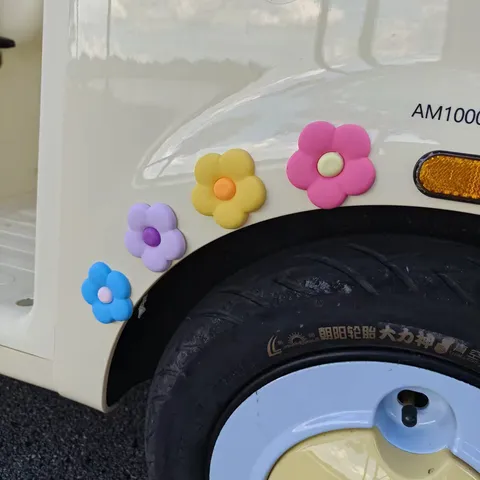 Adhesivo Anticolisión para Coche Floral Dopamina Caucho 3D Flor Almohadilla de Protección de Rueda Para Triciclo Eléctrico