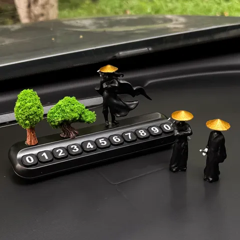 Tarjeta de Estacionamiento Temporal para Coche estatuilla de Espadachín de Artes Marciales Adorno de Árbol de la Suerte Decoración de Tablero