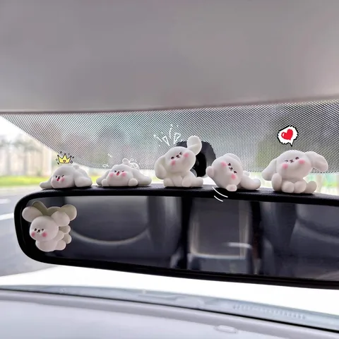 Car Interior Cute Resin Puppy Ornaments Dashboard Rearview Mirror Small Dog Decor Figurine Cute Animal Statues