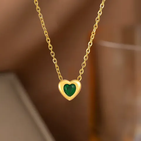 Edelstahl Herzförmig Strass Halskette Ohrstecker Set Vergoldet Leichter Luxus Schmuck Für Damen Party Täglich Tragen