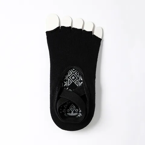 Professional Women Yoga Socks Non Slip Pilates Five Toe Sports Socks Breathable Cotton Athletic Fitness Footwear