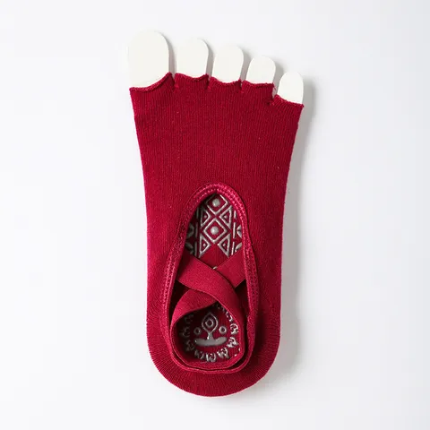 Professional Women Yoga Socks Non Slip Pilates Five Toe Sports Socks Breathable Cotton Athletic Fitness Footwear