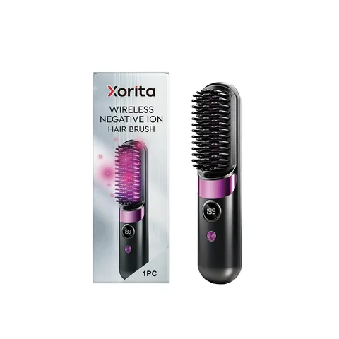 Portable Wireless Negative Ion Hair Straightener Brush LED Digital Display Hair Styling Tool For Women