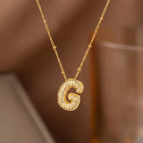 Mode Kupfer Gold Galvanisiert Bubble Buchstabe Anhänger Glänzend Strass Initialen Alphabet Anhänger Ohne Kette Für Damen Schmuck Basteln Zubehör