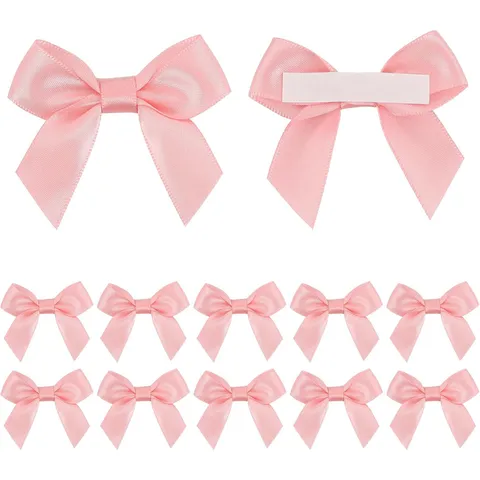 Lazos De Cinta Rosa Con Adhesivo Lazos De Tela Para Embalaje De Caja De Regalo Repostería Boda Fiesta Accesorios De Decoración