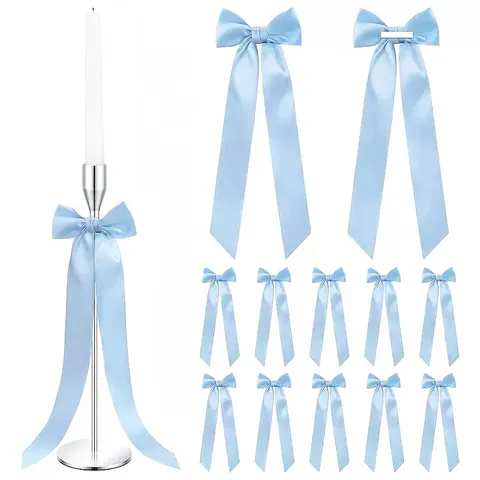 Polyester Ribbon Bowknot Hanging Garland Curtain Wedding Decor Candleholder Long Strip Pendant For Birthday Party