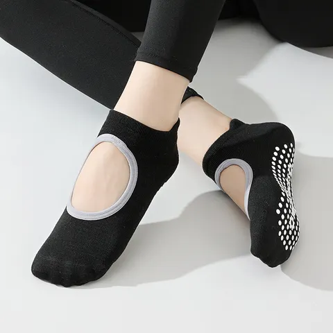 Women Professional Non Slip Yoga Socks Breathable Cotton Backless Pilates Socks Athletic Fitness Floor Socks