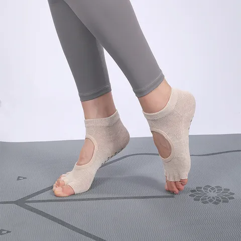 Women Non Slip Yoga Socks Breathable Open Back Pilates Socks Five Toe Athletic Fitness Sports Cotton Socks