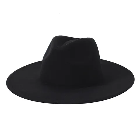 Klassischer Britischer Stil Lässiger Einfarbiger Breitkrempiger Fedora Hut Unisex Mode Wolle Gefühl Jazz Hut Sonnenschutz Hut