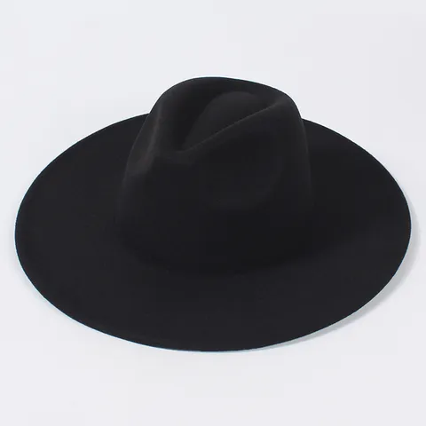 Klassischer Britischer Stil Lässiger Einfarbiger Breitkrempiger Fedora Hut Unisex Mode Wolle Gefühl Jazz Hut Sonnenschutz Hut