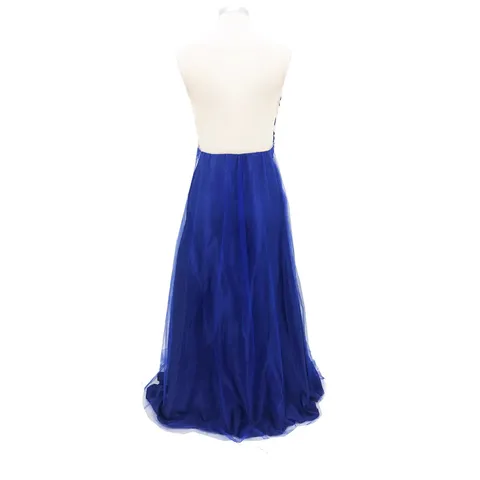 Damen Sexy V-Ausschnitt Ärmellos Pailletten Stickerei Mesh Maxi Kleid Elegantes langes Abendpartykleid