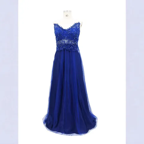 Damen Sexy V-Ausschnitt Ärmellos Pailletten Stickerei Mesh Maxi Kleid Elegantes langes Abendpartykleid