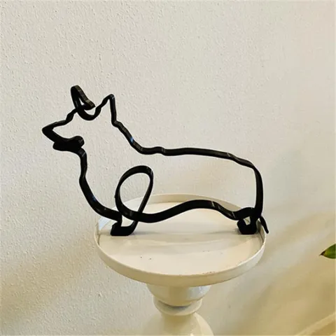 Minimalistische Metall Hund Katze Linienkunst Skulptur Moderne Tier Silhouette Statue Deko Ornament Für Zuhause Büro