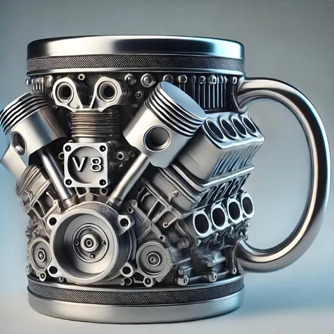 Kreative Mechanische V8 Motor Tasse Industrieller Cyberpunk Harz Kaffeetasse Metallfinish Automotor Desktop Skulptur Dekorative Tasse Tischornament