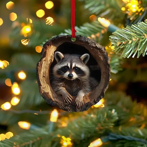 Weihnachtsbaumschmuck Waschbär Eule Tier Hängender Anhänger Für Weihnachtsfeier Zuhause Saisonale Dekoration Realistisches Walddekor