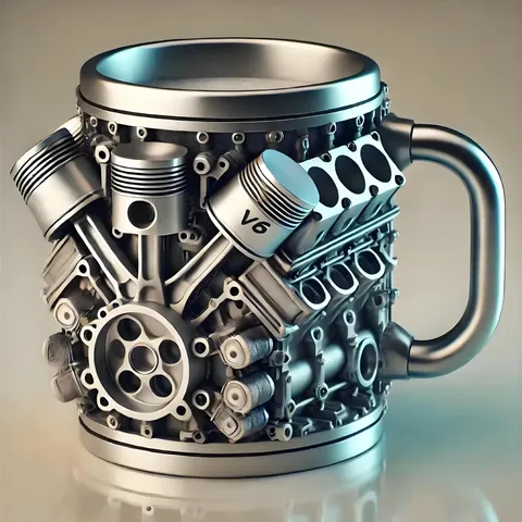 Kreative Mechanische V8 Motor Tasse Industrieller Cyberpunk Harz Kaffeetasse Metallfinish Automotor Desktop Skulptur Dekorative Tasse Tischornament