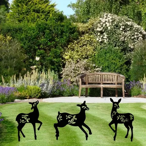 Moderne Eisen Acryl Hohl Weihnachten Hirsch Gartenstecker Landschaft Schild Silhouette Kunst Ornamente Für Außen Rasen Hof Deko Geschenk