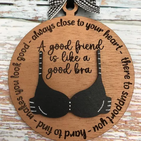 Lustiger BH Weihnachtsanhänger Holz Doppelschicht Freundschaftszitate Hängedekoration Weihnachtsbaumschmuck Für Freunde Geschenk