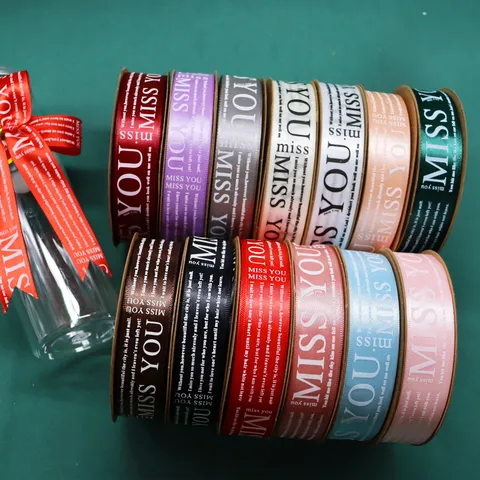 Polyester Band Mit Englischem Buchstaben-Druck Dekorative Satinband Für Blumenverpackung Tortendekoration Hochzeit Geschenk