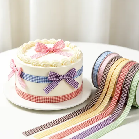 Cinta a Cuadros Para Envoltorio de Regalo Manualidades Decoración de Pasteles Lazos de Pelo DIY