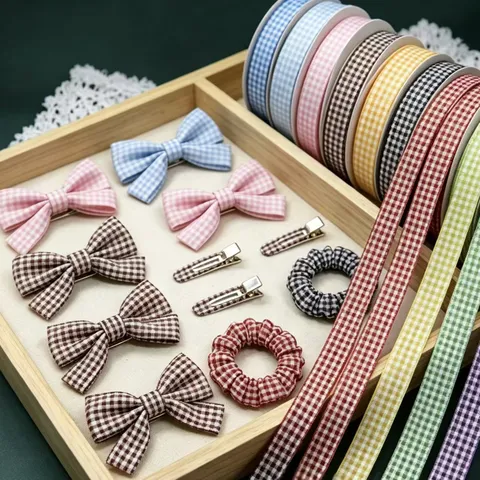 Cinta a Cuadros Para Envoltorio de Regalo Manualidades Decoración de Pasteles Lazos de Pelo DIY