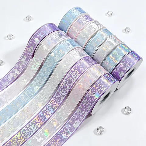 Cinta Estampada Estampado Caliente Plata Láser Navidad Océano Floral Montaña Tema Artesanía Cinta Para Envoltura De Regalos Decoración Festiva