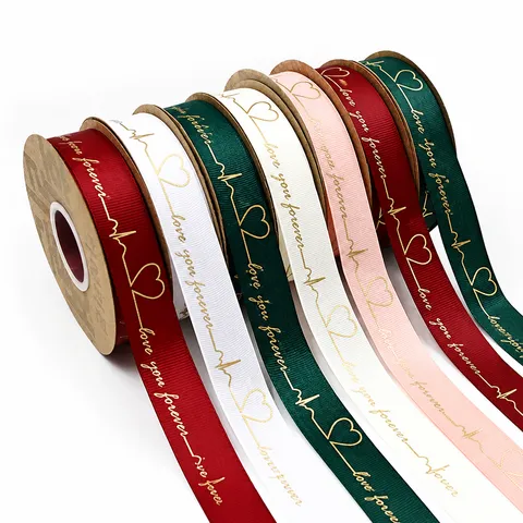Cinta Grosgrain de San Valentín Estampado en Caliente Letra Impresa Cinta Decorativa Para Caja de Regalo Embalaje de Pastel