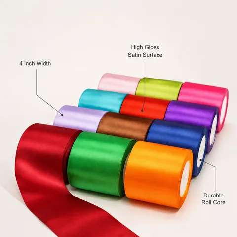 Nastro in Raso Tinta Unita Largo per Confezione Regalo Decorazione per Feste di Matrimonio e Creazione di Fiocchi Fai da Te