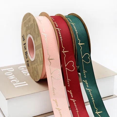 Cinta Grosgrain de San Valentín Estampado en Caliente Letra Impresa Cinta Decorativa Para Caja de Regalo Embalaje de Pastel
