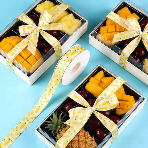 Cinta Estampada de Frutas Para Empaque de Regalos Decoración de Ramos Boda Fiesta DIY Costura Material