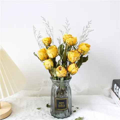 Natural Dried Rose Flower Bouquet Vintage Air Dried Floral Arrangement For Home Decor Photo Display Birthday Gift
