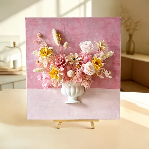 French Retro 3D Stereo Oil Painting Preserved Flower Dried Floral Arrangement DIY Material Kit Home Wall Decor