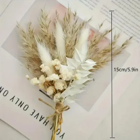 Mini Ramo de Flores Secas Estilo Bohemio Flor Preservada Natural Ojal de Bolsillo Para Hombres Boda Decoración del Hogar