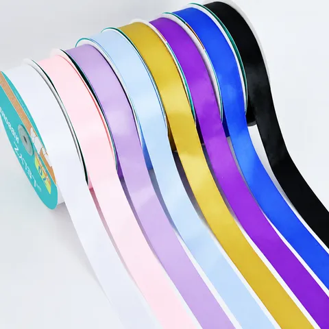 Double Sided Polyester Satin Ribbon Solid Color Fabric Ribbon For Gift Wrapping Wedding Party Craft Decoration
