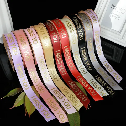 Nastro Grosgrain Tessuto Stampa a Caldo con Lettere d'Oro Nastro in Tessuto per Confezioni Regalo Bouquet Matrimonio Festa Decorazione