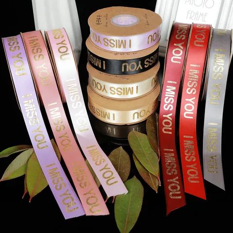 Nastro Grosgrain Tessuto Stampa a Caldo con Lettere d'Oro Nastro in Tessuto per Confezioni Regalo Bouquet Matrimonio Festa Decorazione