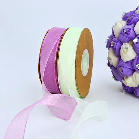 Rollo de Cinta de Organza Transparente Cinta de Tela de Chifón Translúcida Para Empaque Floral Envoltorio De Regalo Decoración De Caja De Pastel