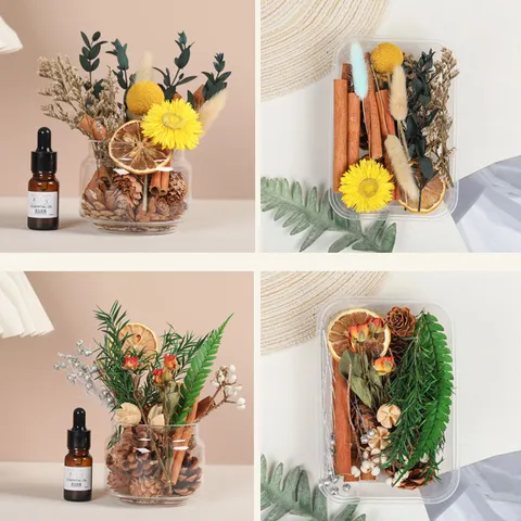 Paquete de Material de Aromaterapia de Flores Secas Naturales Canela Piñas DIY Decoración de Interior del Hogar Regalo Botánico Hecho a Mano