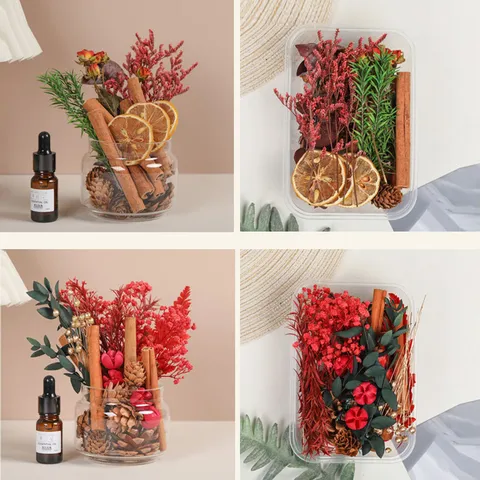 Paquete de Material de Aromaterapia de Flores Secas Naturales Canela Piñas DIY Decoración de Interior del Hogar Regalo Botánico Hecho a Mano