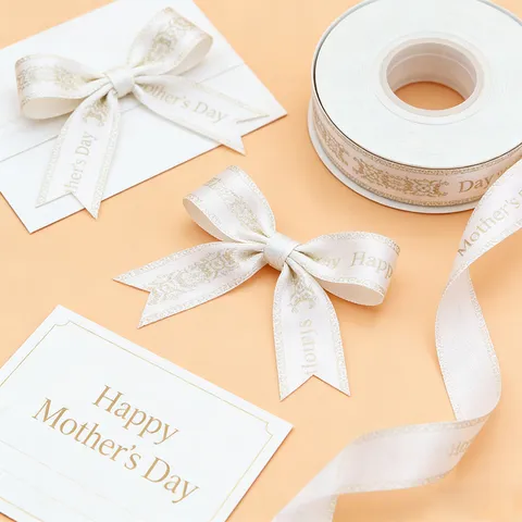 Cinta de Día de la Madre Cinta de Envoltorio de Regalo Cinta Estampada de Poliéster Para Pastel Repostería Ramo Lazo Fiesta Decoración Manualidades