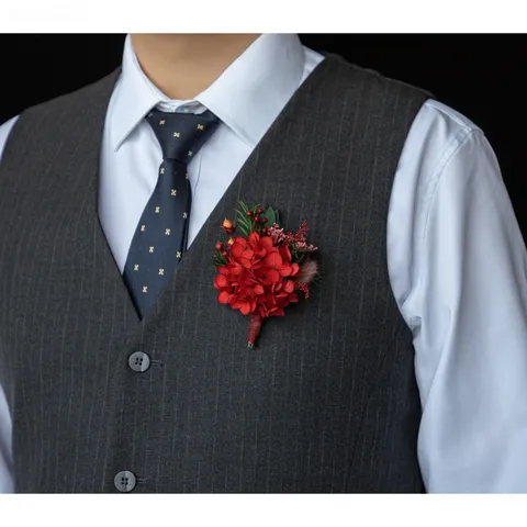 Conjunto de Corsage y Flor de Muñeca de Flor Preservada Estilo Bosque Boda Boutonniere Decoración de Fiesta Accesorios Florales