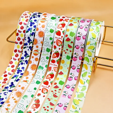 Cinta Estampada de Frutas Para Empaque de Regalos Decoración de Ramos Boda Fiesta DIY Costura Material