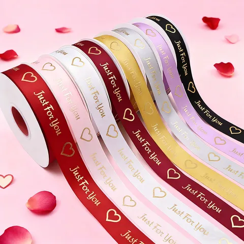 Nastro in Poliestere per San Valentino Just For You Stampato a Cuore Nastro per Confezione Regalo Decorazione per Feste