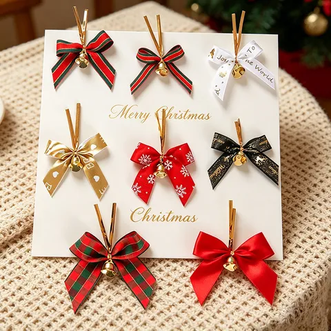 Christmas Ribbon Roll Printed Polyester Ribbon With Gold Stamping Holiday Gift Packaging Ribbon For DIY Craft Decor