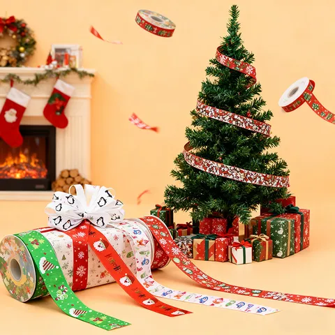 Cinta de Navidad Transferencia Térmica Dibujos Animados Embalaje de Regalo Cinta Para Árbol de Navidad Fiesta Artesanía