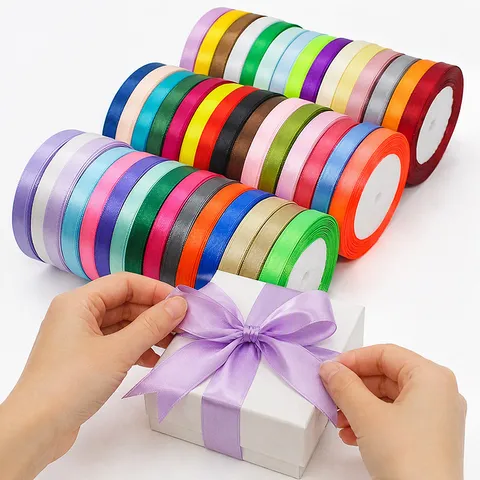 Rotolo di Nastro in Raso Nastro in Tessuto Tinta Unita per Confezione Regalo Torta Cottura Scatola Decorazione Festa di Matrimonio