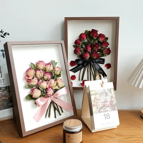 Konservierte Rote Rose Trockenblumen Fotorahmen Handgemachte Ewige Blume Bilderrahmen Romantisches Geschenk Für Frauen