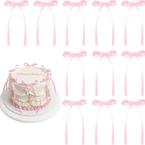 Ribbon Bow Cake Topper Party Decoration Wedding Engagement Background Hanging Ornament Bowknot Decor